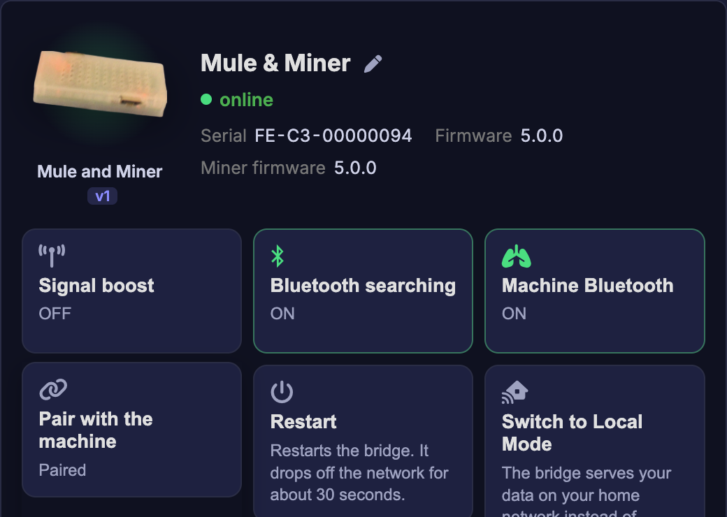 Paired, under Pair with the machine on the Devices page