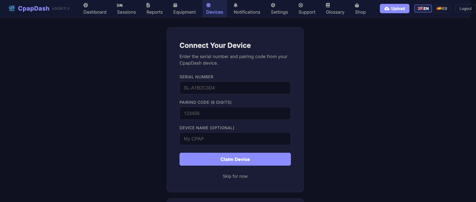 The Devices page, with the collapsed Device utilities card